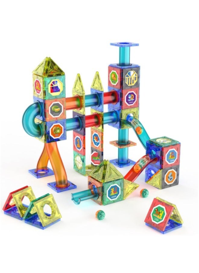 Magnetic Tiles Marble Run Race Track Magnet Building Block for Kids 150 Pieces STEM Learning Construction Toys Gifts for Boys Girls Age 3 and Up