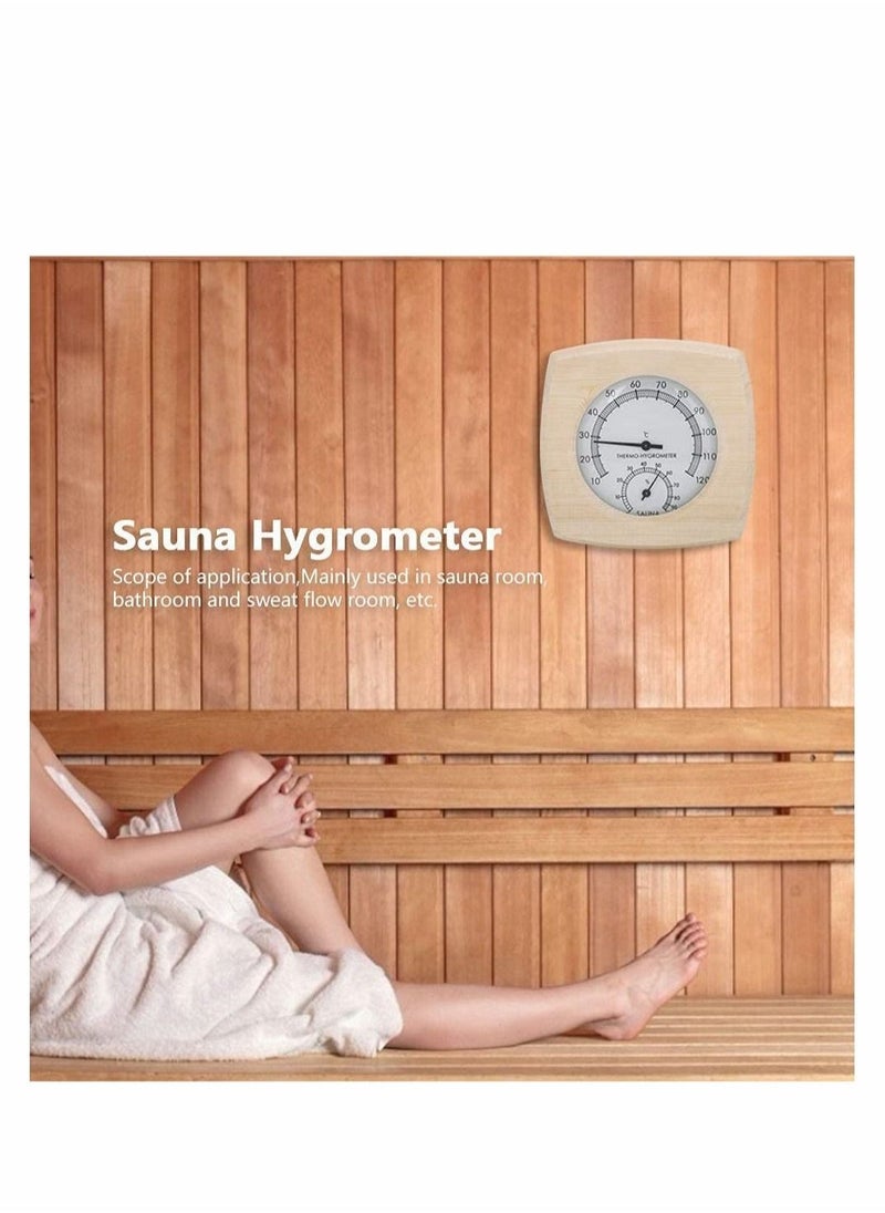 Sauna Thermometer and Hydrometer, Sauna Wooden Thermometer 2 In 1 Sauna Temperature Humidity Meter Wooden Sauna Accessories