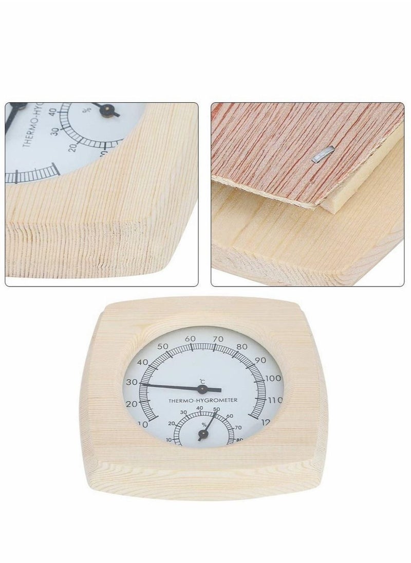 Sauna Thermometer and Hydrometer, Sauna Wooden Thermometer 2 In 1 Sauna Temperature Humidity Meter Wooden Sauna Accessories