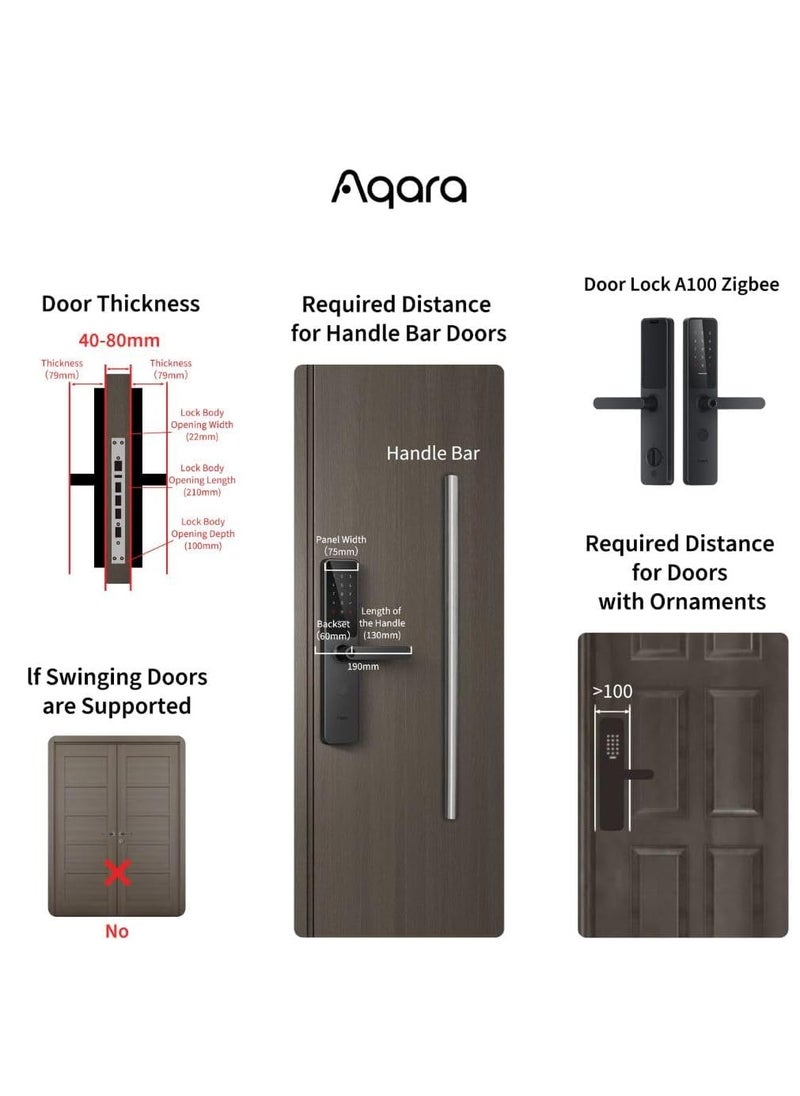 Aqara Metal Smart Door Lock A100 Zigbee,Black