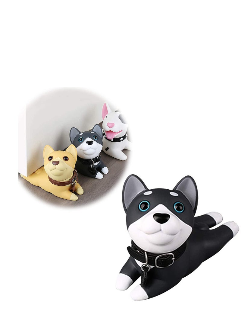 Decorative Door Stopper Cute Dog Door Stopper Door Stop Silicone Door Stops Cute Style Door Wedge for Home and Office Black and White, Prevent Accidental Locks In the Room