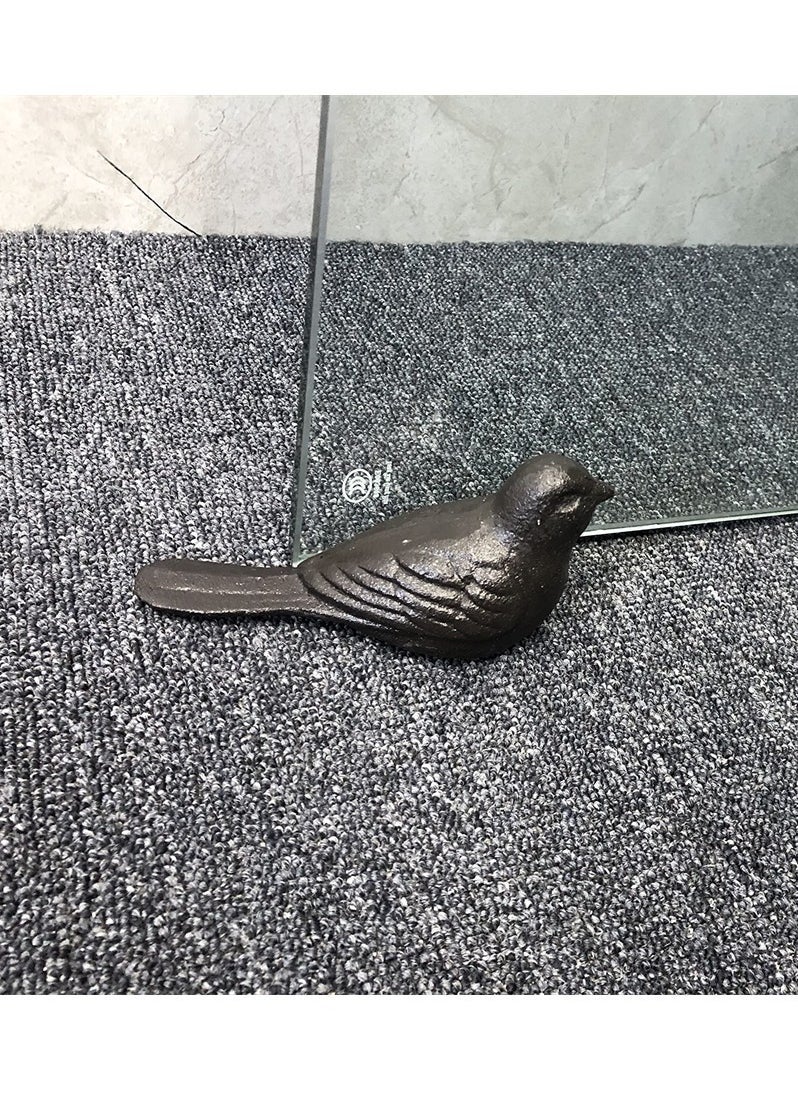 Door Stop Floor Decorative, Cast Iron Cute Bird Door StoppersWedge Heavy Duty Doorstop to Keep Door Open for Home Office Commercial Industrial, 1pc Dark Brown