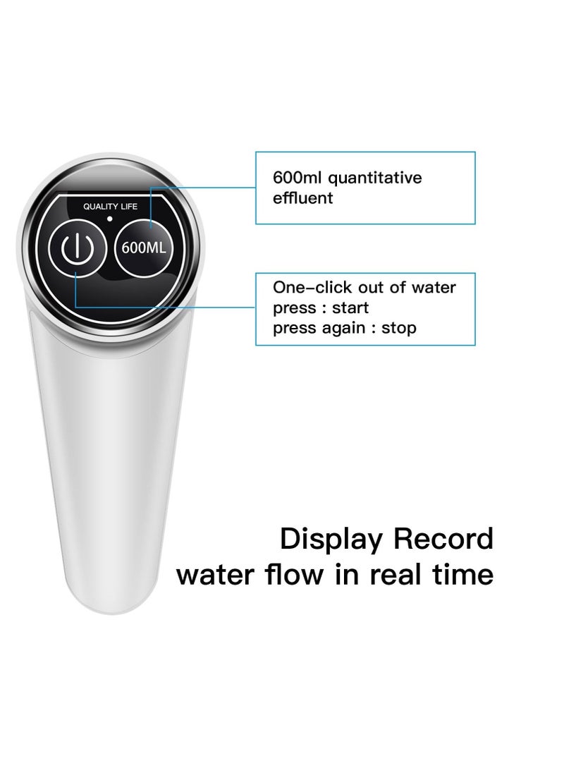 Portable Water Dispenser, 2 in 1 Drinking Water Pump with Base, Universal Pump for 5 Gallon Water Jugs Bottles, Suitable for Home Office Outdoor (Silver White)