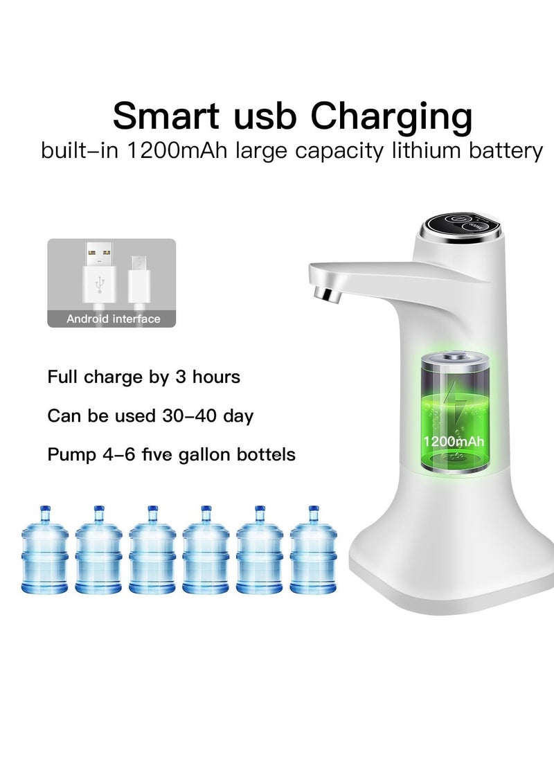 Portable Water Dispenser, 2 in 1 Drinking Water Pump with Base, Universal Pump for 5 Gallon Water Jugs Bottles, Suitable for Home Office Outdoor (Silver White)