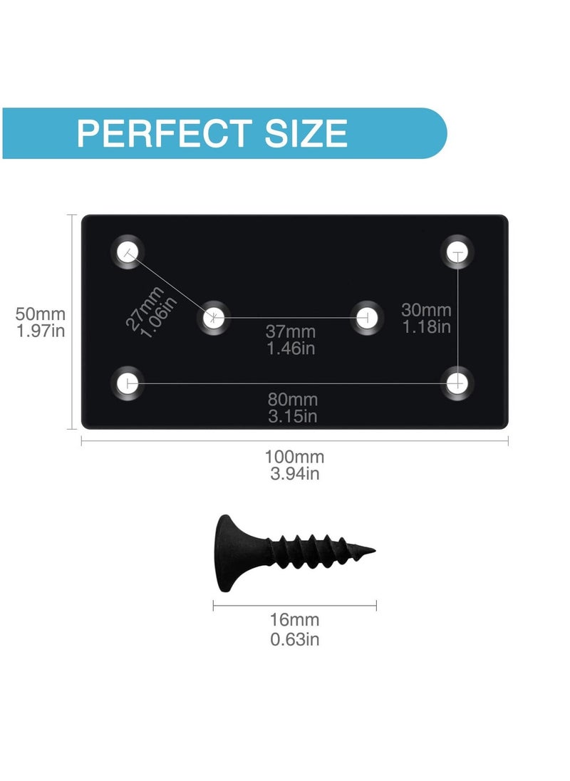 8PCS Black Flat Mending Plate Stainless Steel Flat Bracket with Holes Metal Straight Brace Repair Joining Fixing Bracket for Wood with Screws