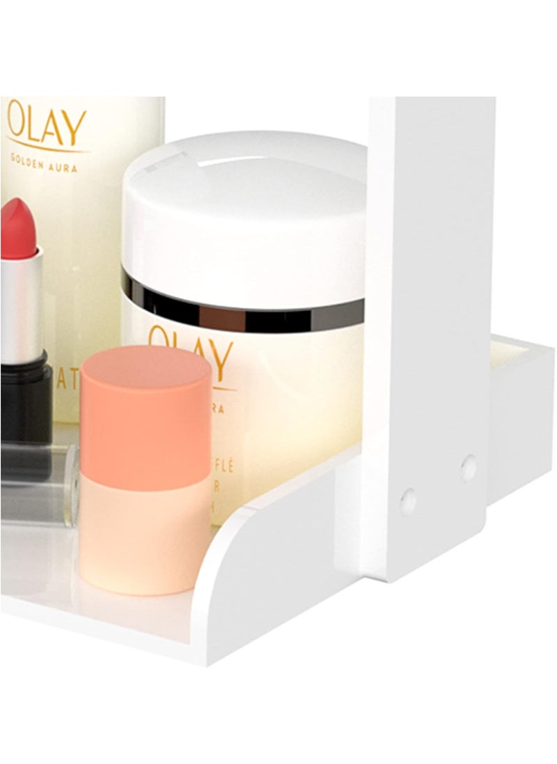 Acrylic Makeup Organizer – Countertop and Desktop Makeup Display, Dresser White Display Shelf