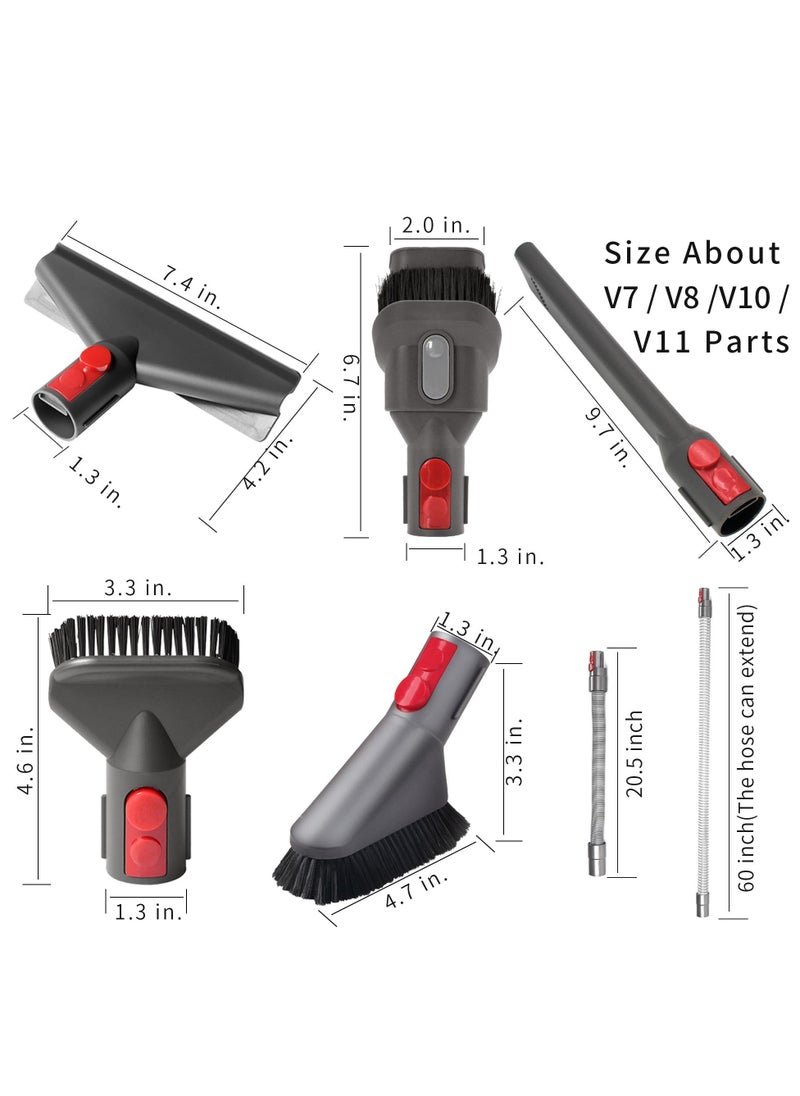 Vacuum Cleaner Attachment Kit, Soft Bristle Dust Removal Brush Traceless Dust Brush, Vacuum Cleaner Accessories for Dyson V7 V8 V10 V11 V12 V15, 6 Pcs Vacuum Cleaner Brush Tools