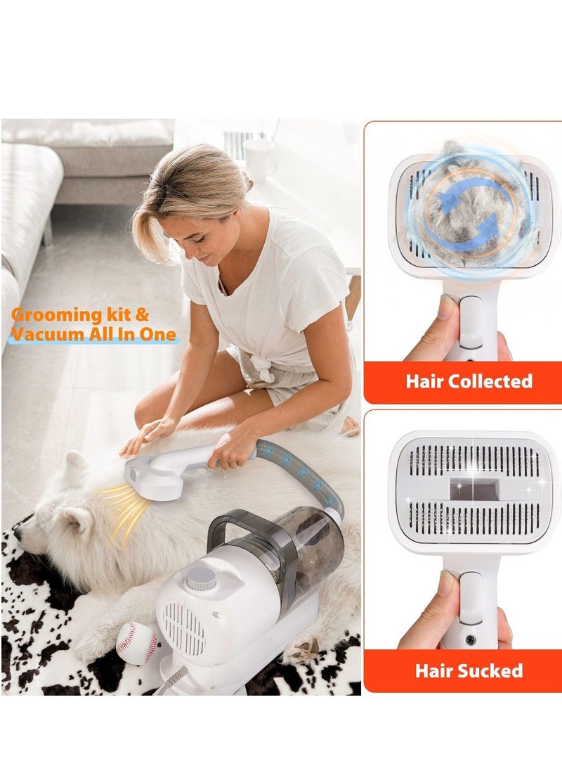 Pet Grooming Kit & Vacuum Suction Pet Hair - Low Noise Dog Vacuum with 12 Professional Shedding Tools and 2L Large Dust Bin for Dogs, Cats, and Other Animals