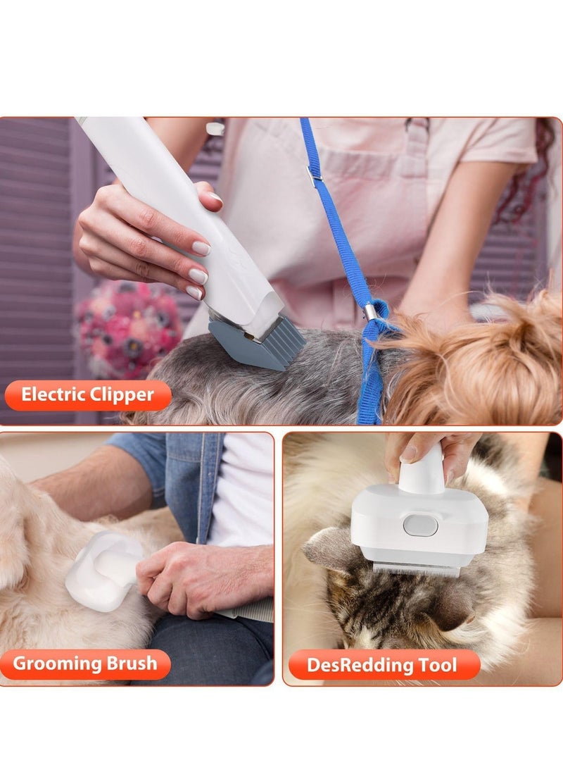Pet Grooming Kit & Vacuum Suction Pet Hair - Low Noise Dog Vacuum with 12 Professional Shedding Tools and 2L Large Dust Bin for Dogs, Cats, and Other Animals