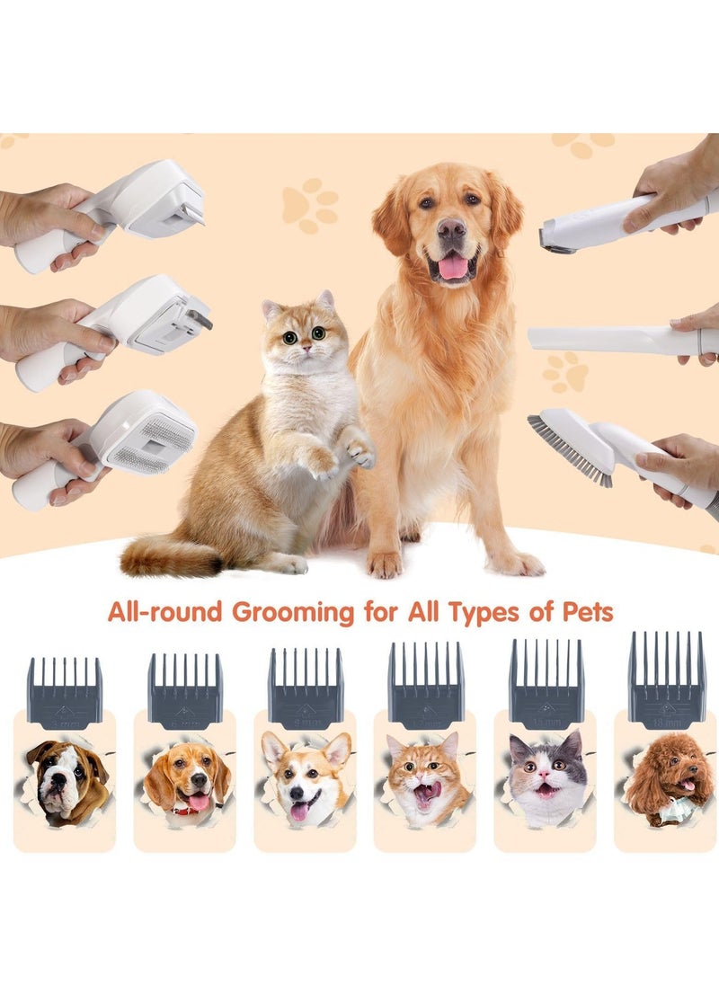 Pet Grooming Kit & Vacuum Suction Pet Hair - Low Noise Dog Vacuum with 12 Professional Shedding Tools and 2L Large Dust Bin for Dogs, Cats, and Other Animals