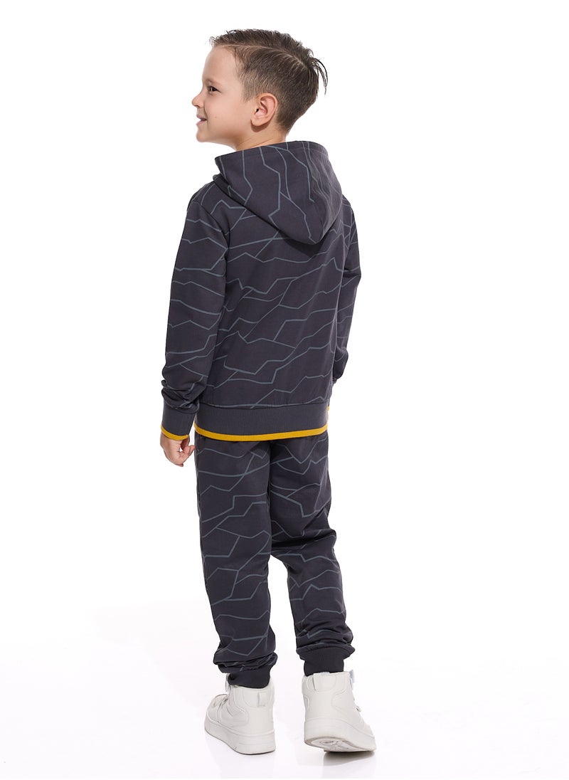 Boys' 2-Piece Printed Fullzipper Hoodie and Jogger Set (2 -8 yrs) Dark Grey