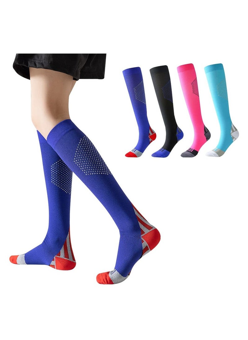 Compression Socks, 4 Pack Women & Men Compression Stockings 20-30mmHg Support Socks Knee High Cushioned Graduated Support Stock