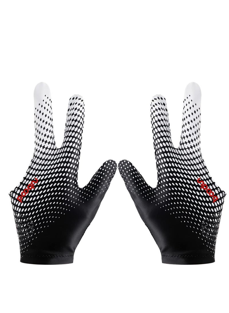 3 Finger Snooker Gloves, Stretchy Billiards Gloves, Durable Double Stitched, Anti Slip and Breathable Pool Cue Gloves, Durable Snooker Playerss Glove Popular Sizes for Women Men