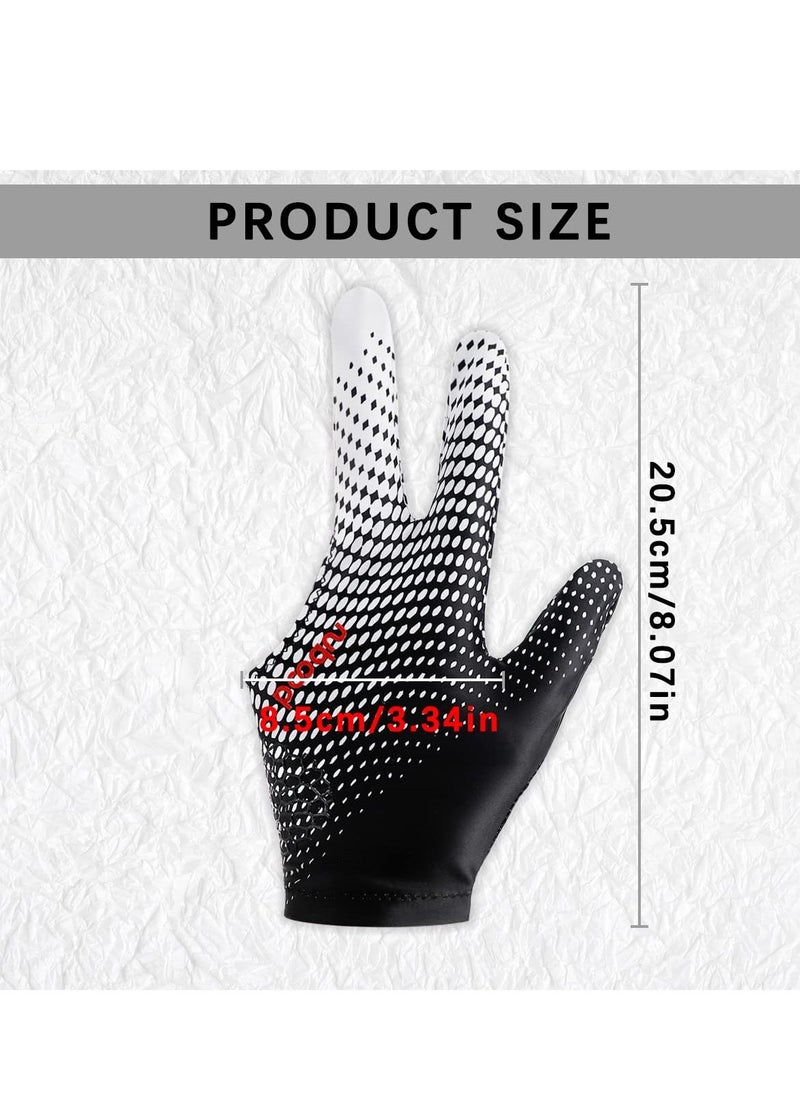 3 Finger Snooker Gloves, Stretchy Billiards Gloves, Durable Double Stitched, Anti Slip and Breathable Pool Cue Gloves, Durable Snooker Playerss Glove Popular Sizes for Women Men