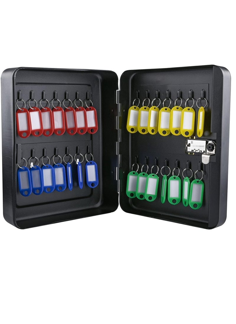 Key Box Wall Mount with Combination Lock 28 Key Hooks Tags Key Organizer Steel Security Locking Key Cabinet Storage Key Lock Box with Code Key Management Cabinet