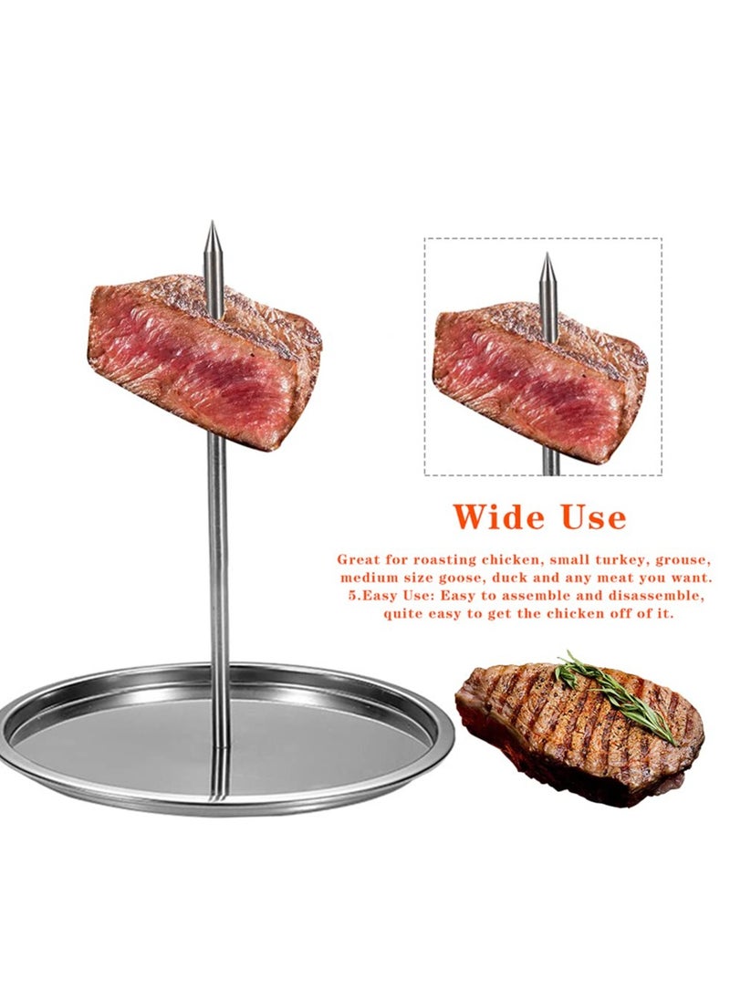 BBQ Vertical Skewer, Stainless Steel Barbecue Skewer Grill, Chicken Rack Roaster, Charcoal r Grill Roasting Stand, Vertical Grilling Rack Meat for Turkey, Kebab