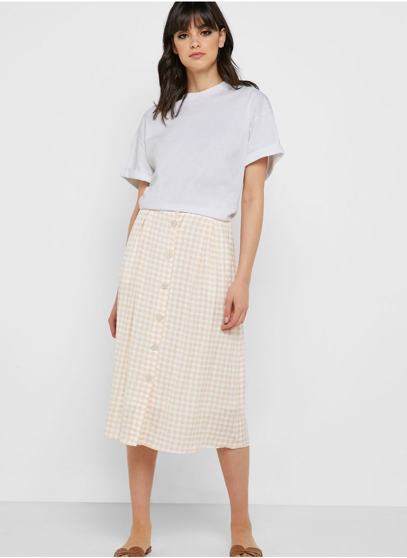 Button Down Gingham Skirt