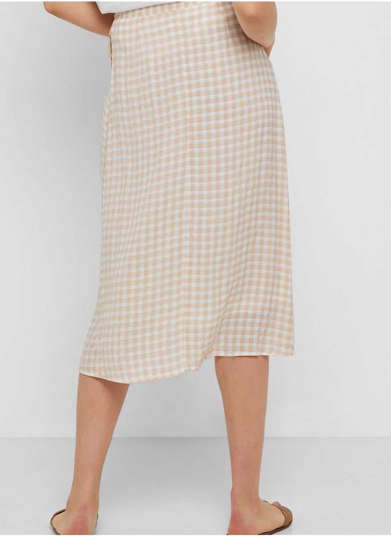 Button Down Gingham Skirt