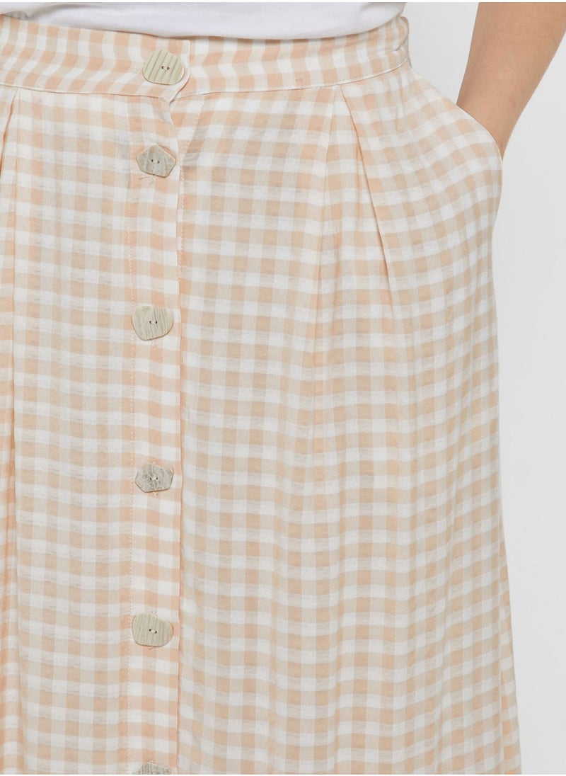 Button Down Gingham Skirt