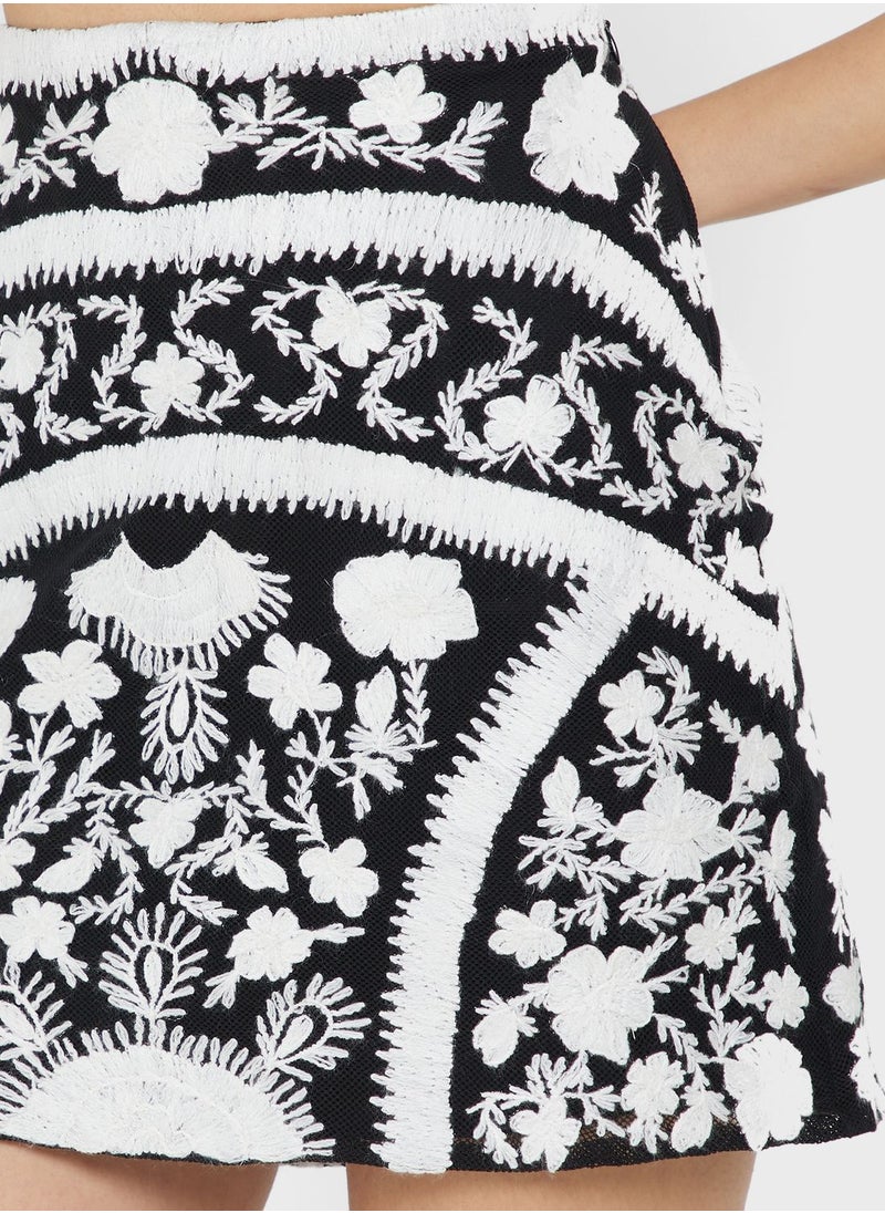 High Waist Printed Skirt