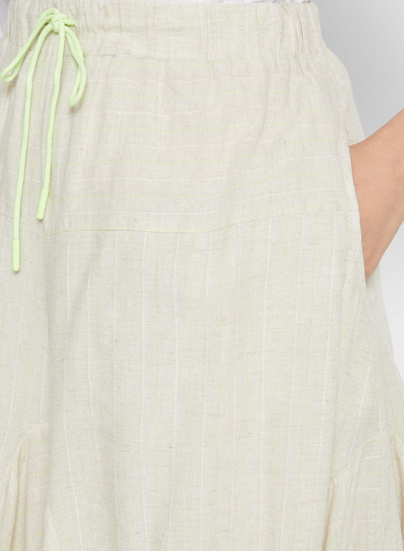 Pleated Midi Skirt Beige