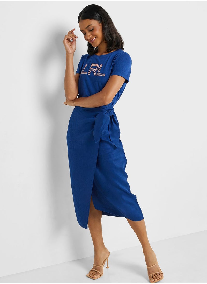 Front Knot Midi Skirt