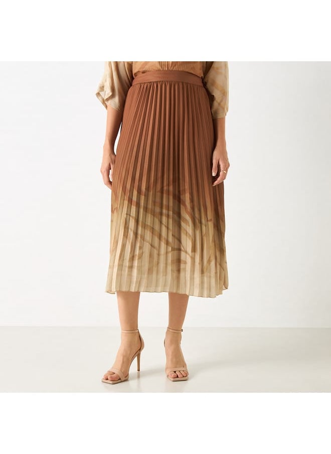 Iconic Pleated A-line Midi Skirt with Semi-Elasticated Waistband