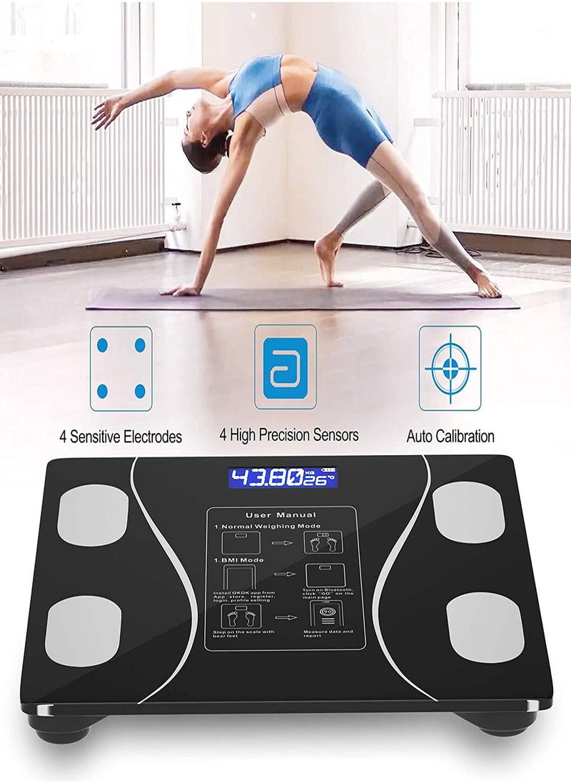 Smart Body Fat Scale Bluetooth Body Fat Monitors Digital Scale for Bathroom Scale Measure Weight Body Fat BMI Body Composition Analyzer Smartphone Application Bluetooth synchronous Scale