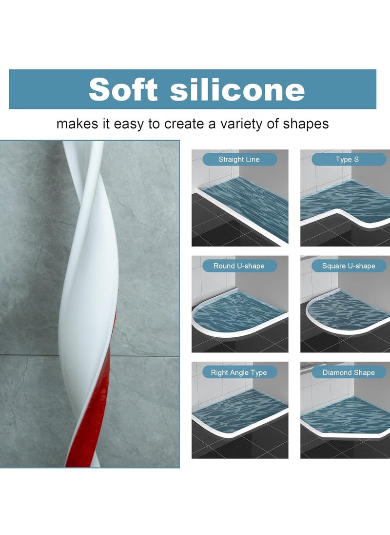 Collapsible Shower Threshold Water Dam, Silicone Shower Water Guard Blocker, Self-Adhesive Water Barrier Stopper, Waterproof Edge Retention System for Dry and Wet Separation, Bathroom Floor Protection, Effective Water Leakage Solution, Shower Water