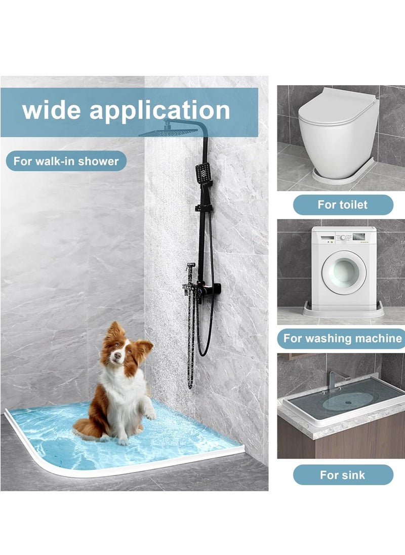 Collapsible Shower Threshold Water Dam, Silicone Shower Water Guard Blocker, Self-Adhesive Water Barrier Stopper, Waterproof Edge Retention System for Dry and Wet Separation, Bathroom Floor Protection, Effective Water Leakage Solution, Shower Water