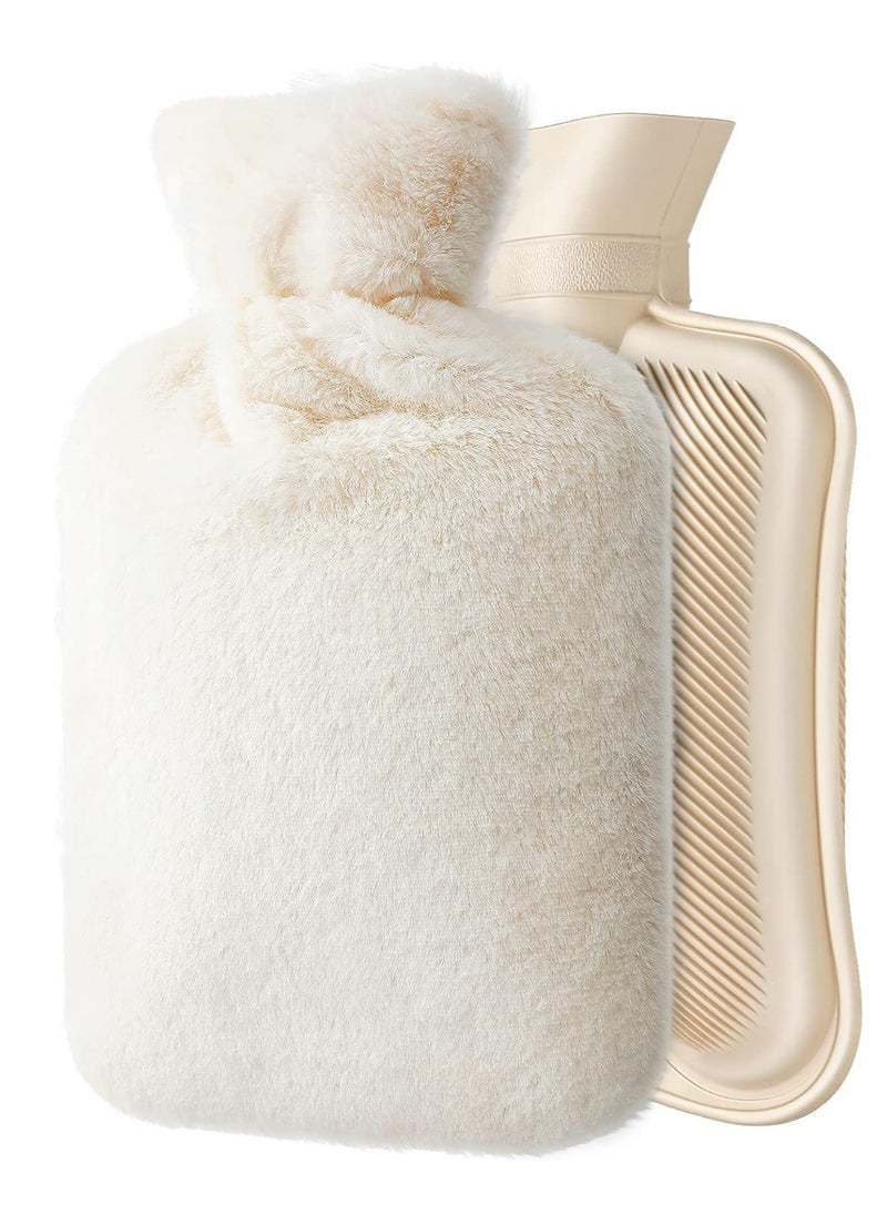 Hot Water Bottle with Soft Fleece Cover 2L Hot Water Bag for Cold and Hot Therapy Pain Relief and Back and Neck and Period Cramps