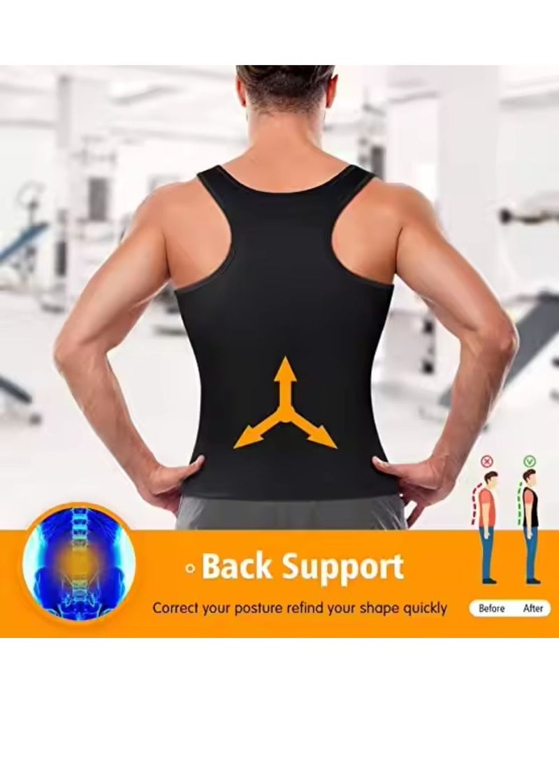Sauna Vest for Men with Waist Trainer Zipper Neoprene Sauna Sweat Suit Tank Top Workout Waist Trimmer Vest