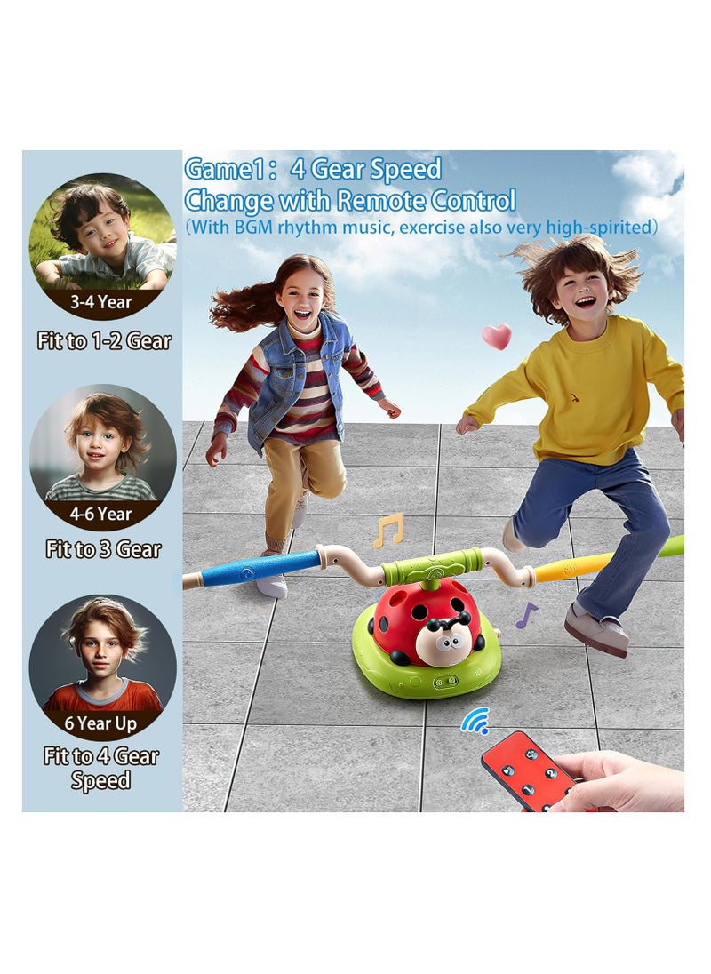 3 in 1 Musical Jump, Toss Ring Game Toy and Rocket Launcher for Kids Outdoor Toys with Remote Control, Indoor Outside Toys for Kids Ages 4-8 Toys for Ages 5-7 8-13 Kids Gifts