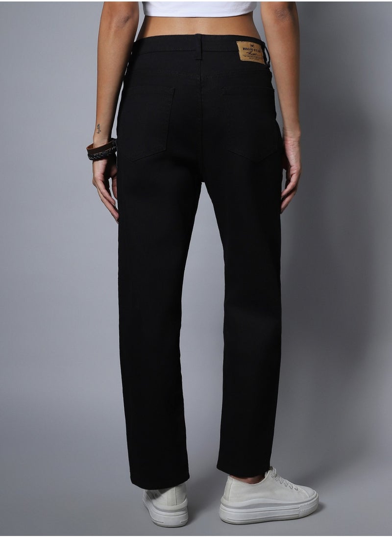 Black Straight Fit Jeans for Women, High-Rise Comfort