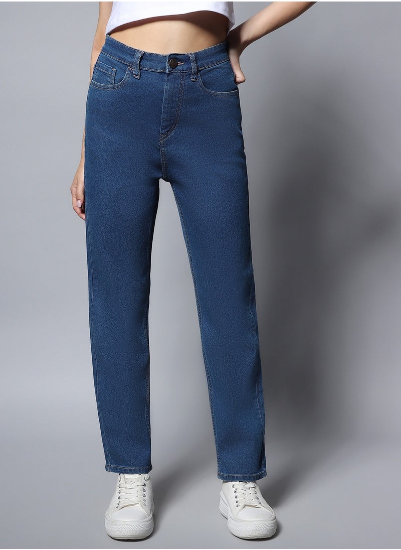 Straight Fit Jeans for Women - Indigo Clean Look