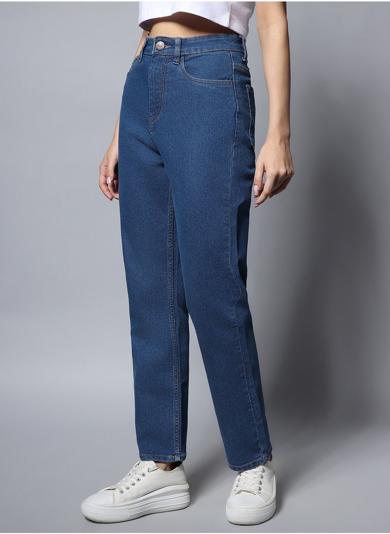 Straight Fit Jeans for Women - Indigo Clean Look