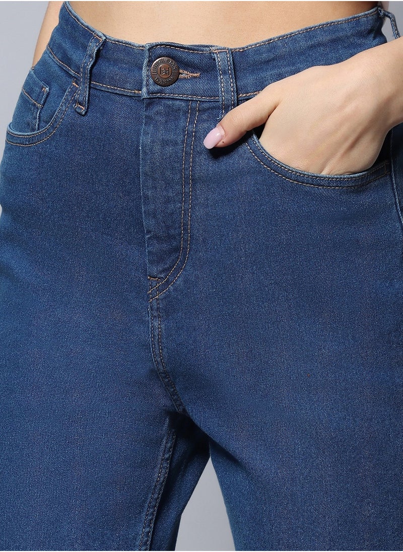 Straight Fit Jeans for Women - Indigo Clean Look