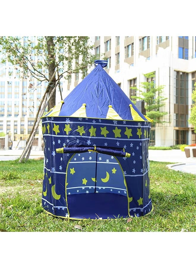 Children'S Tent Princess Prince Castle Foldable Indoor And Outdoor Play House Baby Crawling Tent，Blue