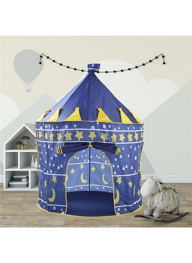 Children'S Tent Princess Prince Castle Foldable Indoor And Outdoor Play House Baby Crawling Tent，Blue