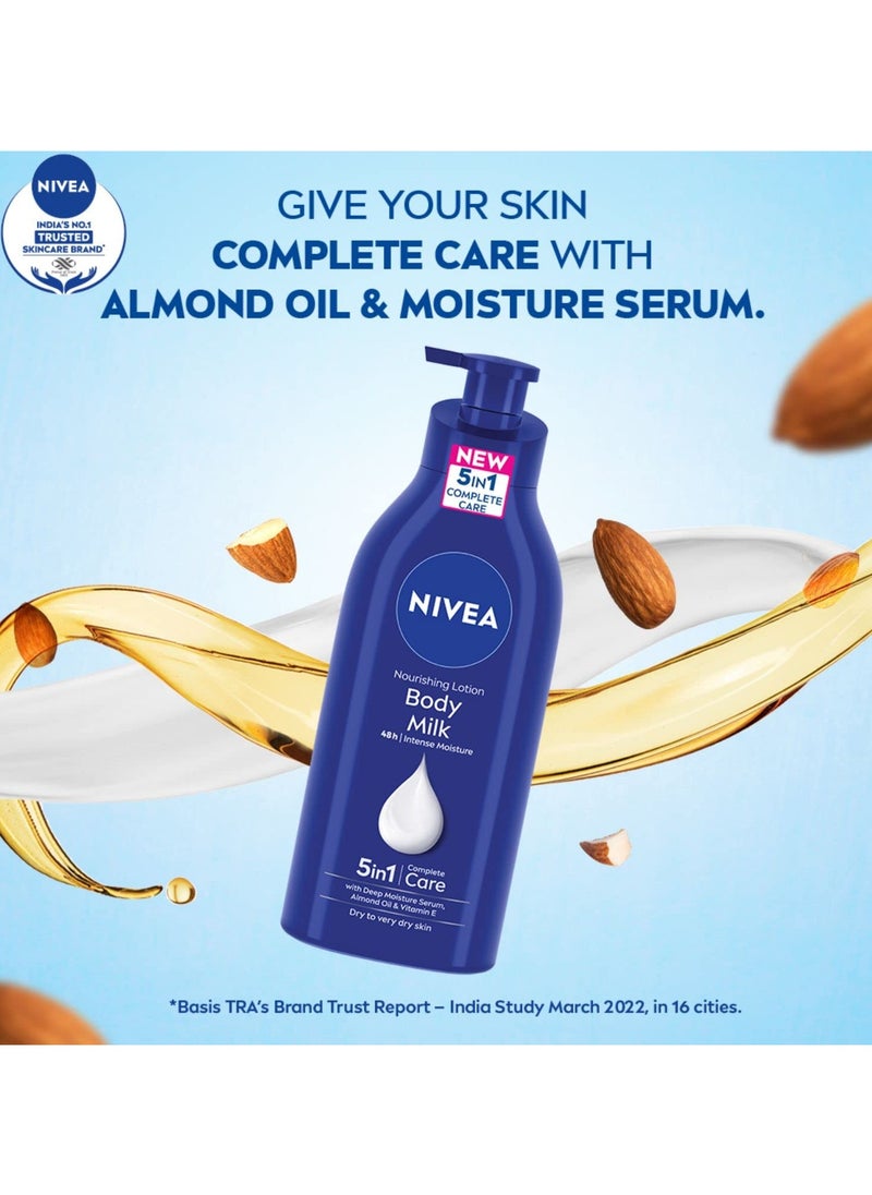 NIVEA Nourishing Body Milk 600ml Body Lotion | 48 H Moisturization | With 2X Almond Oil | Smooth and Healthy Looking Skin |For Very Dry Skin