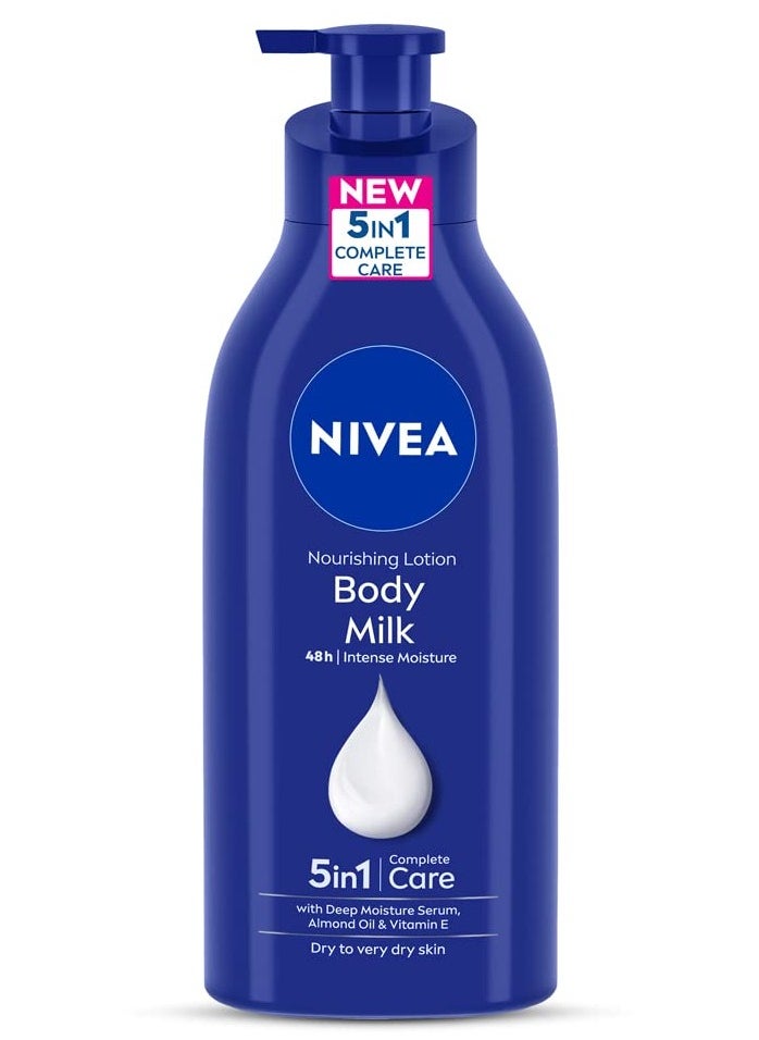 NIVEA Nourishing Body Milk 600ml Body Lotion | 48 H Moisturization | With 2X Almond Oil | Smooth and Healthy Looking Skin |For Very Dry Skin