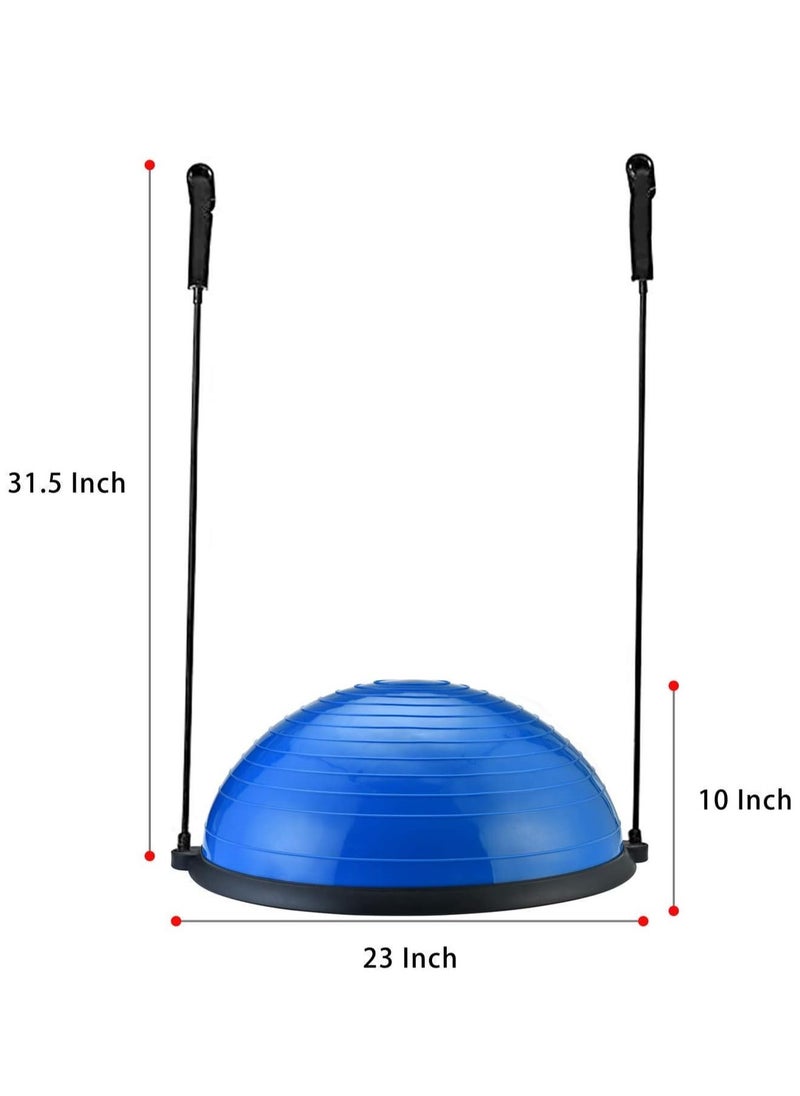 Balance Ball Exercise Ball, Yoga Balance Trainer Thickened Stability, Half Ball with Resistant Band, Strength Exercise Fitness Blue