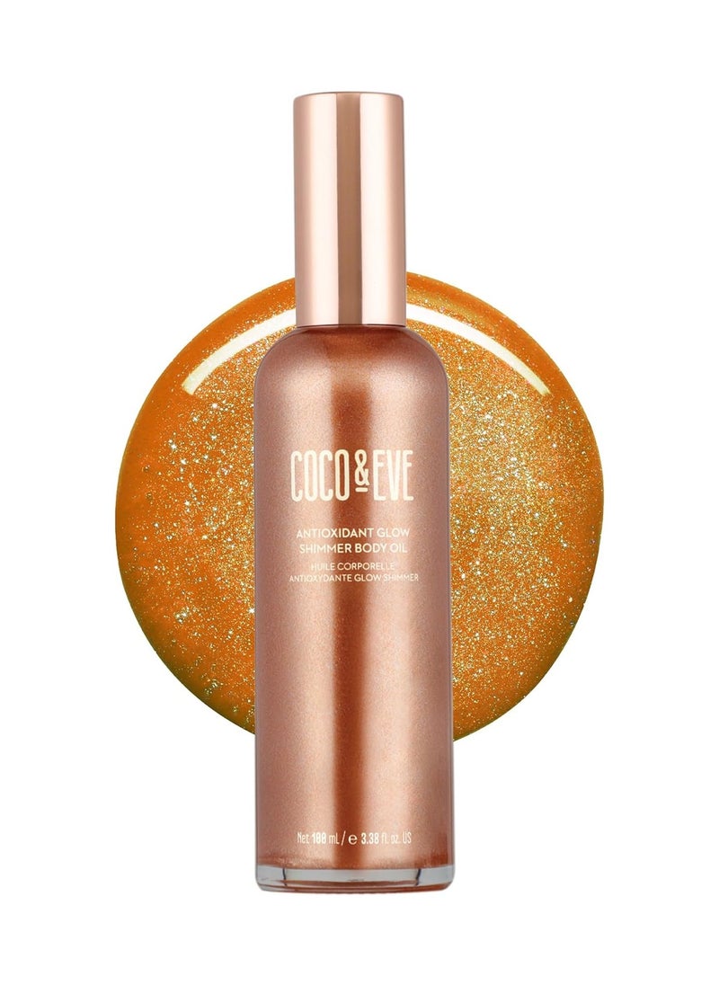 Antioxidant Glow Shimmer Body Oil Lightweight Skin Illuminator with Pearlescent Minerals Natural Glitter Antioxidants for Shimmering Moisturizing and Healthy Glow 100ml