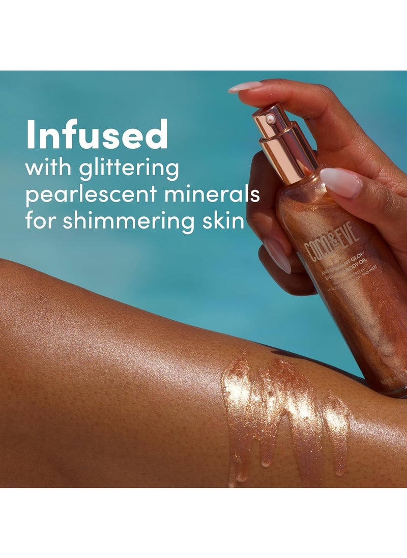 Antioxidant Glow Shimmer Body Oil Lightweight Skin Illuminator with Pearlescent Minerals Natural Glitter Antioxidants for Shimmering Moisturizing and Healthy Glow 100ml