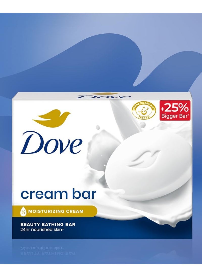 Dove Cream Bathing Beauty Bar with 1/4 Moisturizing Cream For Soft, Smooth, Glowing Skin, 125 g, Pack of 8 bars.