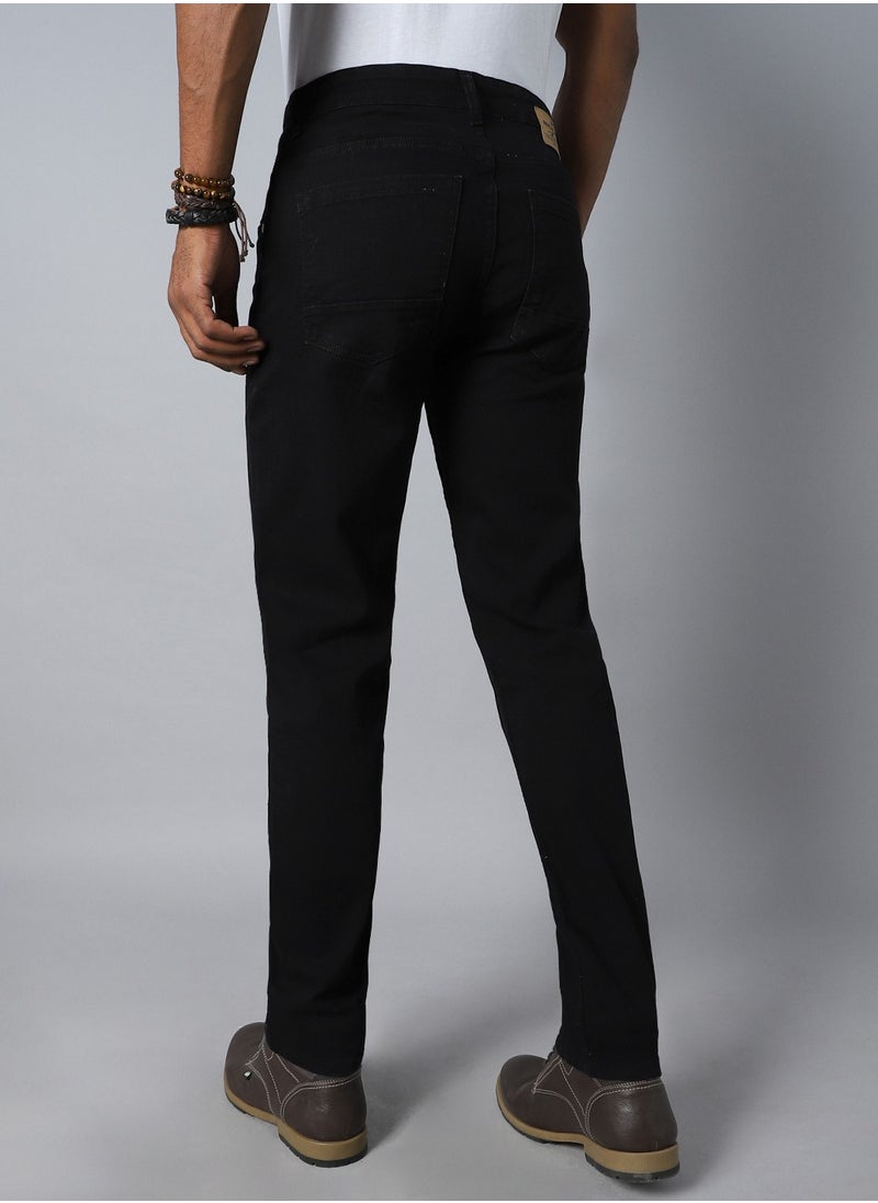 Black Straight Fit Jeans for Men, Stretchable Comfort