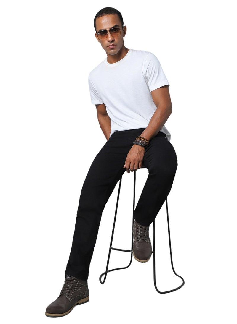 Black Straight Fit Jeans for Men, Stretchable Comfort