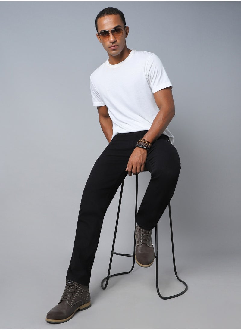 Black Straight Fit Jeans for Men, Stretchable Comfort