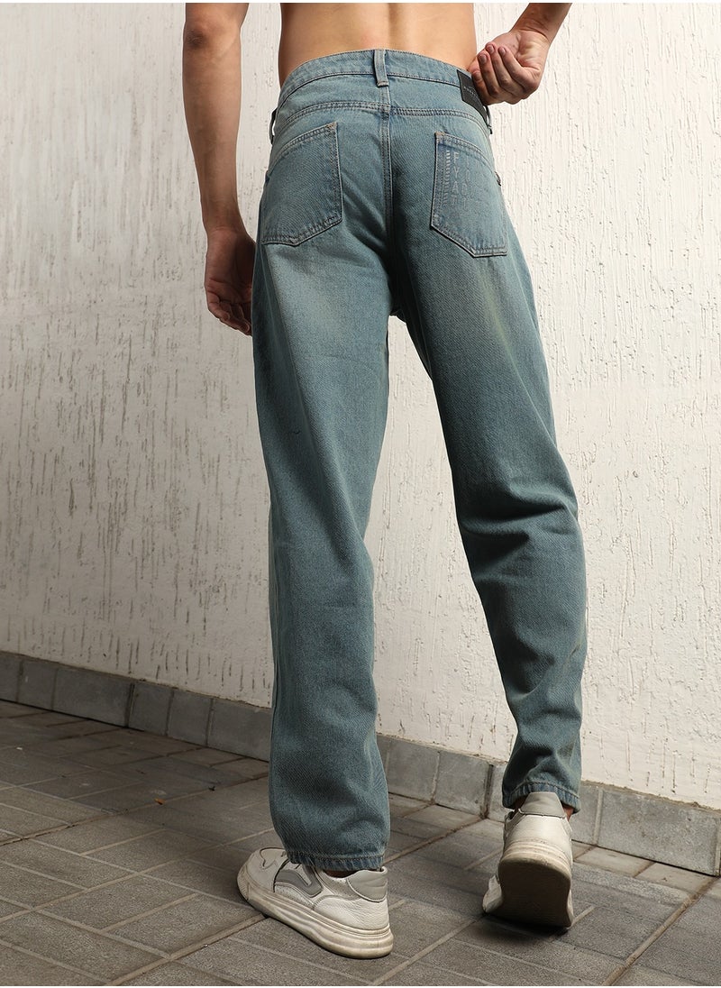 Straight Tapered Fit Clean Look Light Fade Jeans for Men