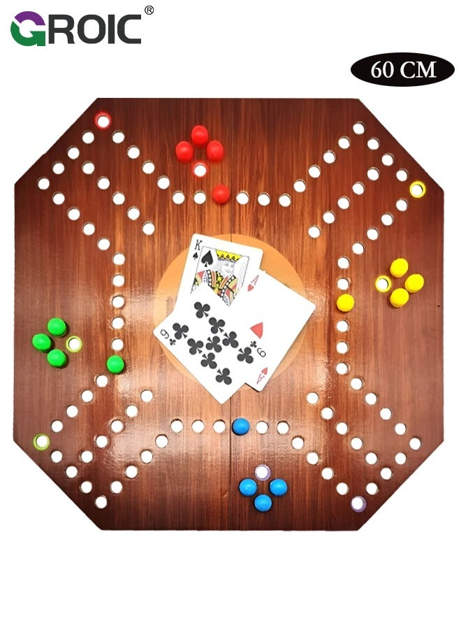 Jackaroo Board Game,Folding Board Game for 4 Players with 16 Marbles and Cards,60 cm x 60 cm Size,Jackaroo Game Family Game Marble Game